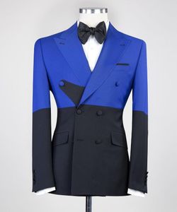 Herrenanzüge Slim Fit Kostüm Homme Royal Blue Anzug für Männer Stück neuestes Blazer Set Dinnerparty Maskulino Custom Made Patch Jacke