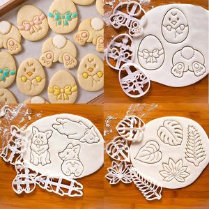 Baking Moulds Cartoon Easter Egg Cookie Embosser Mold Cute Chick Shaped Fondant Icing Biscuit Cutting Die Set Home Cake DIY Tool