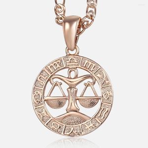 Pendanthalsband Libra Zodiac Sign Necklace For Women Men 585 Rose Gold Fashion Personal Birthday Presents GP279