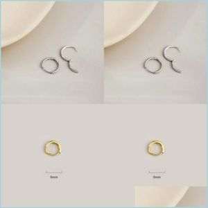 Hoop Huggie 8Mm Gold Color Round Hoop Earrings For Women Minimalist Delicate Cute Mini Small Stacking Earring Jewelry Drop Delivery 2 Dhx60