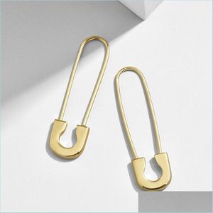 Hoop Huggie Gift Women Earring de senaste nya designen Safety Pin Shape Ear Wire Gold Plated Trendy Gorgeous utsökta smycken Drop Delive DHFSW