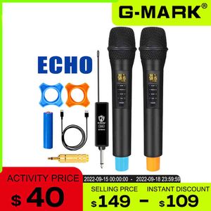 Microfoni microfono wireless G-MARK X333 ECHO Microfono palmare Batteria al litio Corpo in metallo per registrazione karaoke Speech Show Party Church T220916