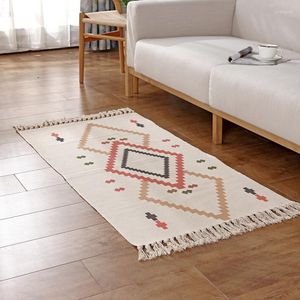 Carpets 60x180cm Area Rug Colorful Geometric Retro Carpet Cotton Linen Sofa Living Room Bohemian Tassels Table Runner Floor