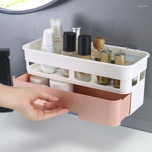 Opbergdozen Punch-Vrij toilet Badkamerrek Multifunctionele muur gemonteerde ijdelheid tafel Cosmetica Lade Box Organisaties