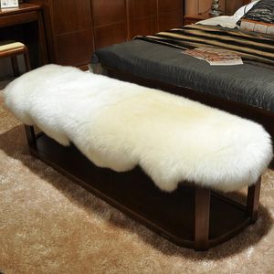 カーペット豪華なウールシープスキンファーカーペットベッドルームベッドラグホワイトリビングルームタタミ厚いソファクッションタペット