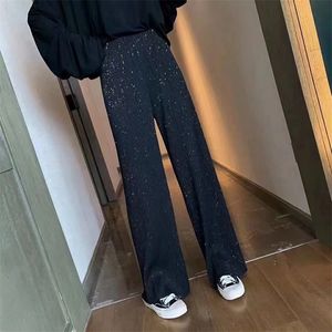 Women's Pants Capris DASSWEI Summer Blingbling Casual Elastic High Waist Sparkling Wide Leg Thin Loose Pleated Fashion 220916