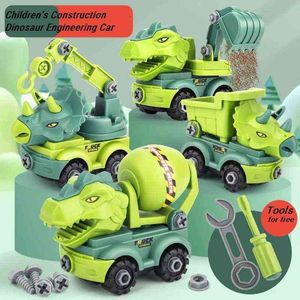 Diecast Construction's Construction Dinosaur Engineering Excavador Dump Truck Educational DIY Toys para crianças Toy de carros de meninos 0915