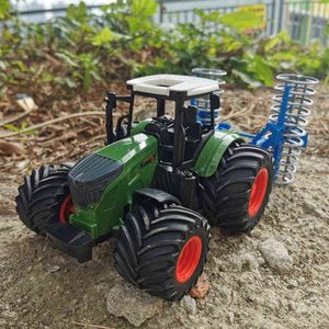 Diecast Cars Farm Tractor Toys Toys Slisting Engineering Truck 1/24 сплав сплав прицеп с бульдозер