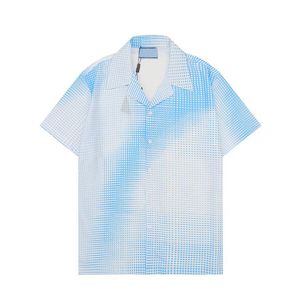 22SS Tasarımcı Gömlek Erkek Düğmesi Yukarı Baskı Bowling Shirt Hawaii Rahat Gömlek Erkekler İnce Fit Kısa Kol Elbise