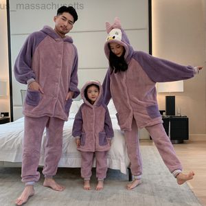Rodzina dopasowana do strojów zimowa piżama dziobowy tata mama i córka syn domowy garnitur snu anime flanel polarowe ciepłe matce dzieci