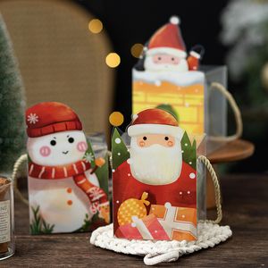 Cartoon Snowman Clear Apple Boxes Christmas Eve Transparante Gift Box Nougat Chocolate Candy Cookies Packaging Supplies MJ0809