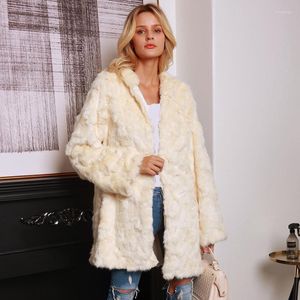 FURE FURE Women's Faux Women Long Jacket 2022 Fashion Woman Blobe płaszcze zimowe ciepłe puszyste panie z kapturem furry