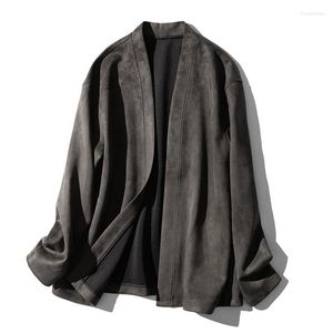 Men's Jackets Deerskin Velvet Robe Cardigan Men's Autumn Lazy Wind Loose Shoulder Open-Front Jacket Casual Mens Fashion