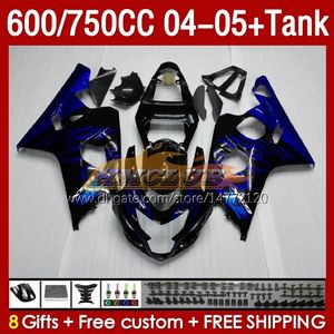 OEM Fairings & Tank For SUZUKI blue flames GSXR600 750CC GSXR-750 K4 GSX-R600 04-05 153No.13 600CC GSXR 600 750 CC GSXR750 04 05 GSXR-600 2004 2005 Injection Mold Fairing