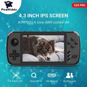 Jogadores de jogos portáteis Powkiddy x39 4,3 polegadas IPS Screen Presentes Infantis Retro Retro Game Console Suporte 4K HD Out Handheld Game Players T220916