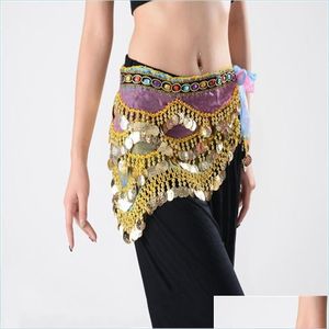 Belly Chains Colorf Glass Bead Gold Belly Dance Midje kedjor Nile Stage Performance Seven Colors Chain Belt ADT Nybörjare DHSeller2010 DH3JV