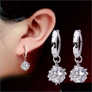 Clip-On Screw Back 925 Sterling Sier New Jewelry Cubic Zirconia Fashion Woman Earrings Flowers Round Hollow Retro Drop Dhseller2010 Dhwws