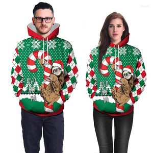 Women's Hoodies Women Men Couples Christmas Tops Fashion Long Sleeve Cartoon Print Loose Hooded Sweatshirts Winter Xmas Top Female