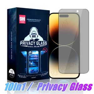 Anti-spy Privacy Screen Protector Full Glue Coverage Tempered Glass Film For iPhone 14 Pro Max 14Plus 13 12 Mini 12Pro 11 XS X XR 8 7 6 Plus With Retail Pack Factory Price