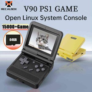 Portable Game Players POWKIDDY New V90 Black Retro Handheld Game Console 3-inch HD Screen Built-in 15000 Games 64GB PS1 Game T220916