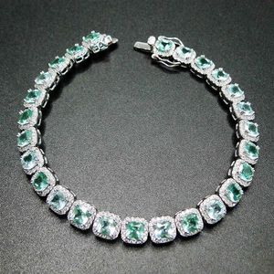 Wholesale titanium sports bracelets resale online - 100 Sterling Silver Bracelet Tanzanite Green Spinel mm stone Women Bracelet for gift s