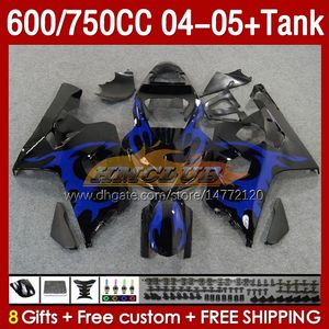 Suzuki GSXR-600 GSXR750 GSXR600 GSXR-750 K4 2004 2005 153no.74 GSX-R600 GSXR 600 750 cc 04-05 600cc 750cc 04 05 OEM kaplama Mavi Alevler