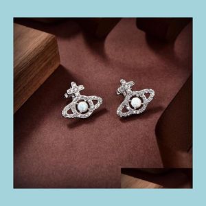 Stud Silmarillion Diamantes Brincos Ear Studs Rainha Ocidental Planeta Estrela Aura Alta Qualidade Jóias de Luxo Feminino Blingbling Diamante Sat Dhqxc