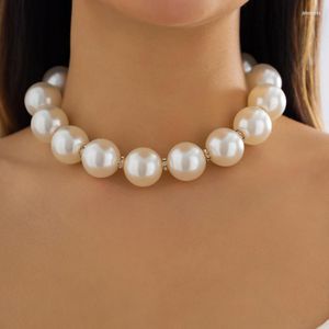 Anhänger Halsketten IngeSight.Z Luxus Große Perlen Strass Ball Choker Halskette Für Frauen Elegante Mode Schlüsselbein Kette Kurze Braut