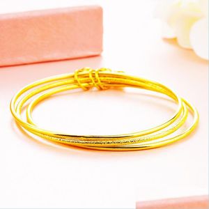 Bangle Girls Thin 3st Bangles Set Armband 18K Gold Women Wedding Pare Jewelry Factory Wholesale 141 U2 Drop Delivery Dhseller2010 DHEPB