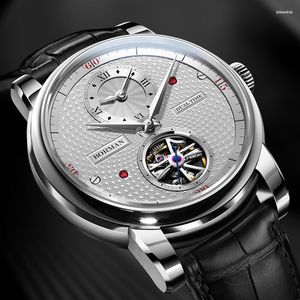 Wristwatches Switzerland BORMAN Automatic Mechanical Men's Watches 50M Waterproof Skeleton Sapphire Dual Time Zone Clocks