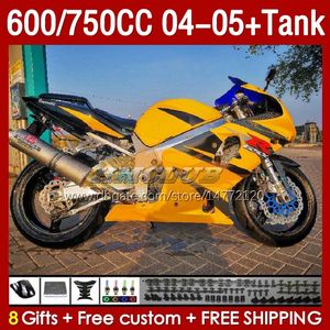 スズキGSXR-600 GSXR750 GSXR600 GSX-R600 04-05ボディ153NO.145 GSXR 750CC 600 750 CC GSXR-750 K4 2004 2005 600CC 04 04 05 OEM注射フェアリング黄色のファクトリティリー