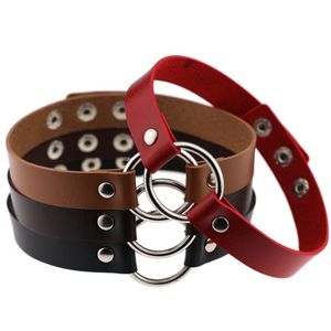 Uppdatera Fashion Circle Ring Pu Leather Choker Collar Necklace Chokers Necklybla för kvinnor Lady Jewelry Will och Sandy