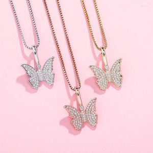 Lockets Sterling Silver Bling Out Butterfly Pendants Halsband f￶r kvinnor Hip Hop Fashion Charm smycken Drop Locketslockets