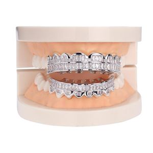 Grillz Dental Grills New Baguette Set Зубы Grillz Top Bottom Sier Color Grills Dental Mouth Хип-хоп Ювелирные изделия Dhseller2010 Dhszq