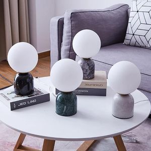 Table Lamps Art Marble Glass Lamp Nordic Modern Simple Bedroom Nightstand EU US AU UK Plug Restaurant Cafe Desk Living Room