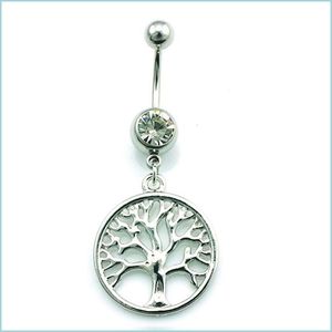 Navel Bell Button Rings Bell Rings Fashion Belly Button Ring Stainless Steel Barbell Dangle Tree Of Live Charms Navel Dhseller2010 Dhhuk