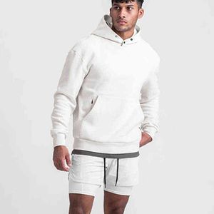 Felpe con cappuccio da uomo 2021 Palestre invernali da uomo in cotone Felpa con cappuccio Fitness Bodybuilding Giacca alta tasche a marsupio Marchio di qualità Abbigliamento con cappuccio