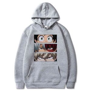 Sweatshirts herrtröjor Japan Anime My Hero Academia Men Kvinnors överdimensionerade hoodie Autumn Casual Pullover Hoodies Fashion Sweatshirts Hip Hop Streetwear