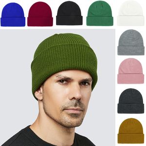 14 Colors Knitted Hat For Men Winter Simple Soft Unisex Beanie Skull Caps Lovers Outdoor Headwear White Black Grey Yellow Blue Pink Green