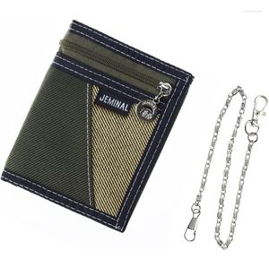 Wallets Boys Fashion Trifold Short Wallet With Chain For Male Women Young Novelty Money Bag Purse Teens Zipper Coin ID Card Holder
