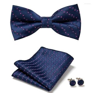 Bow Ties Color Silk Men slipsar Set Polyester Jacquard Woven Slips Bowtie Suit Vintage Red Blue For Groom Business Wedding Party