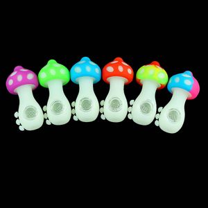 Hand pipes smoking silicone pipe glow in the dark mushroom shape unique style smoke accessories