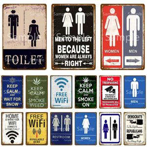 Women Men Toilet Metal Painting Signs Restroom Tin Sign Wall Decor For Man Cave Hotel Pub Bar Iron Art Sticket Free Wifi Poster Decoration size 30X20cm