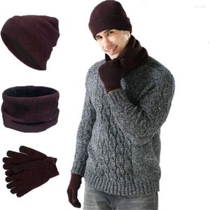 Berretti Moda Donna E Uomo Scaldacollo Lavorato A Maglia Inverno Caldo Cappello Sciarpa Guanti Set Berretto In Pile