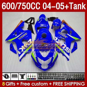 スズキGSXR-600 GSXR750 GSXR600 GSX-R600 04-05ボディ153NO.125 GSXR 750CC 600 750 CC GSXR-750 K4 2004 2005 600CC 04 04 05 OEM注射フェアリングブルーファクタリー