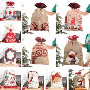Sacchetto di caramelle per la casa Decorazioni natalizie Sacchetti di iuta Sacchetti regalo per cartoni animati con cravatta a boccaLT037