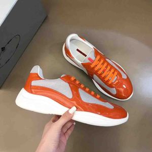 Pop junior Low Flat Flat Men Casual Shoes Mesh and Patent Leather High Top Trainers Americas Cup Sneakers Walking Rubber Sole Fabric Outdoor Fashion