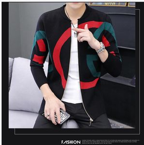 New spring itlay france men's Knitted cardigan sweater coat men's slim jacket business casual long sleeves stripe jackets pluz size black color