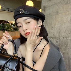 BERETS 2022 VINTER NET RED SAMT SAMVET BERET KVINNS SVARTA ELEGANT Målerhatt Korean Fashion Bud Pumpkin Trend