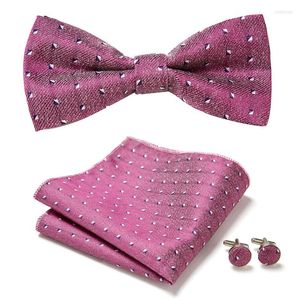 Bow Ties Brand Tie Set For Men Pink Bowties Mens Wedding Cravat Fashion Casual Bowtie Crutch Gifts